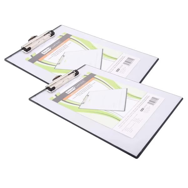 Unbreakable Clipboard with Dry Erasable Protective Cover, Clear, 2PK, Baumgartens, Mfr#: MTA1611